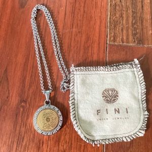 Vintage FINI Dream Jewelry  Mexican Mayan Calendar Pendant 2-Tone Gold Silver